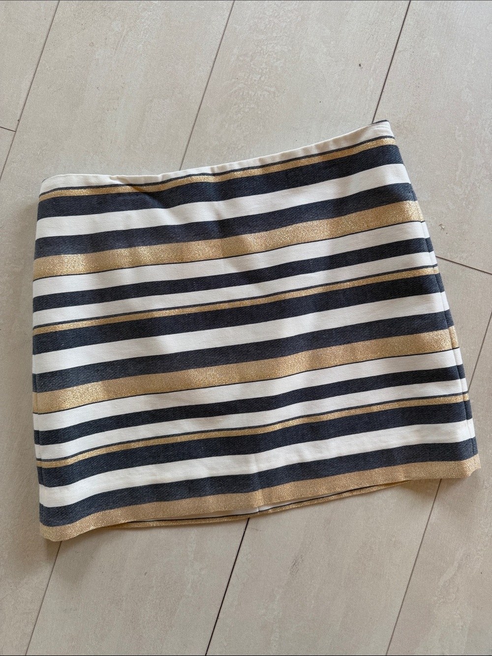 J.Crew Metallic Gold Striped Mini Skirt - Size 10